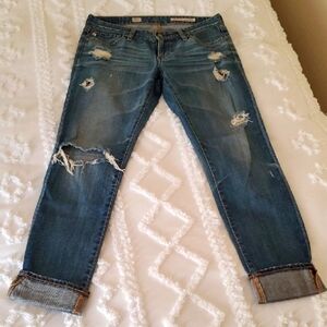 🌻AG Adriano Goldschmied Distressed Boyfriend Jeans - Blue